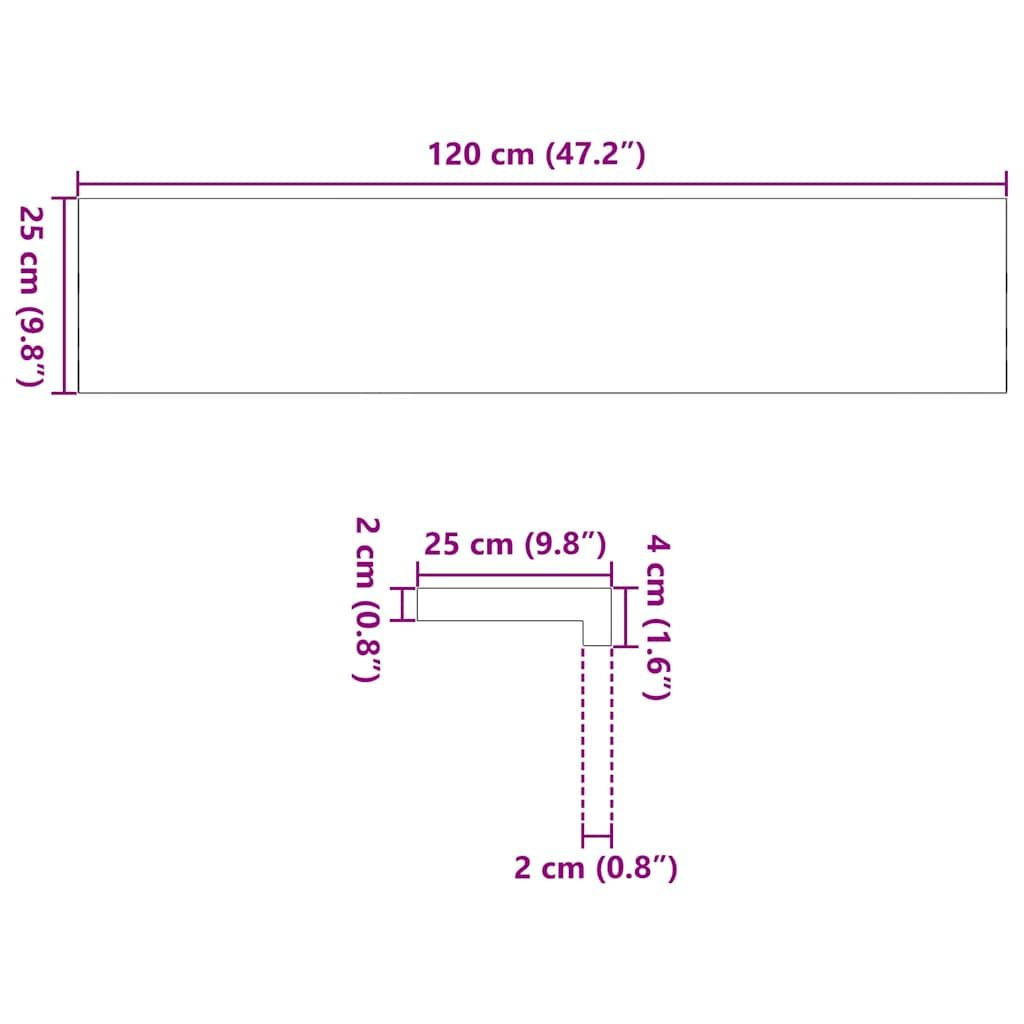 Treppenstufen 4 Stk. Braun-Schwarz 120x25x2 cm Massivholz Eiche
