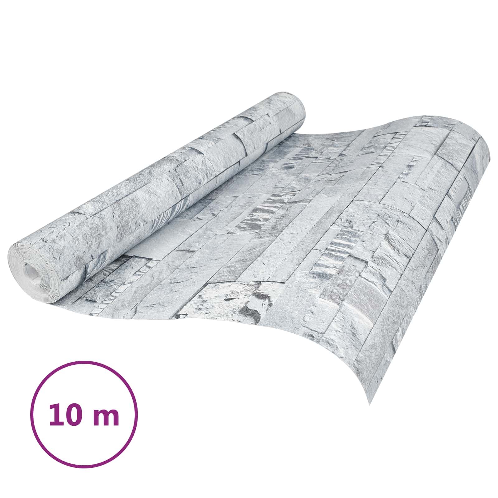 3D Stein Tapete Hellgrau 10 x 0,53 m Vliesstoff