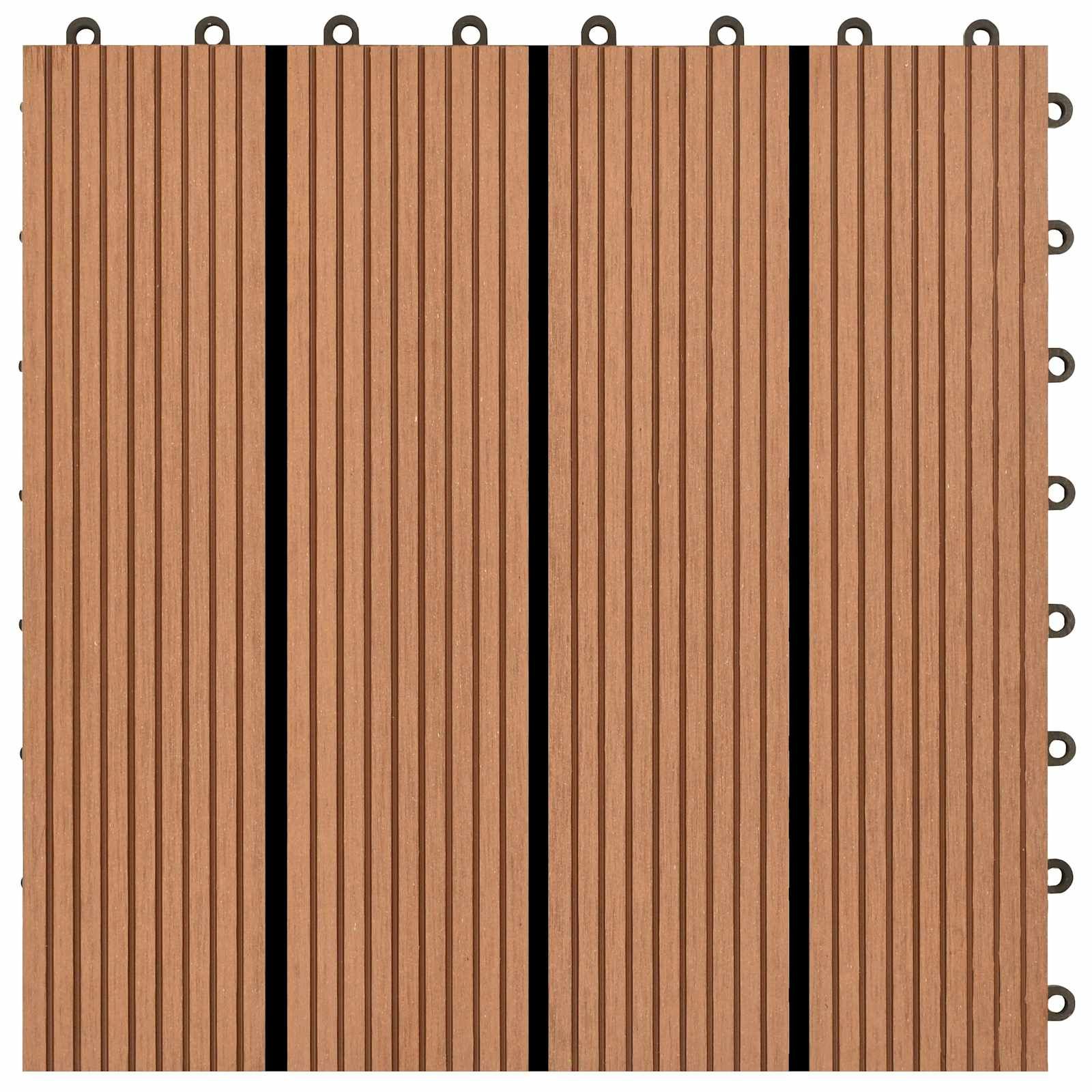 Terrassenfliese 22 stk. Braun 30 x 30 cm WPC