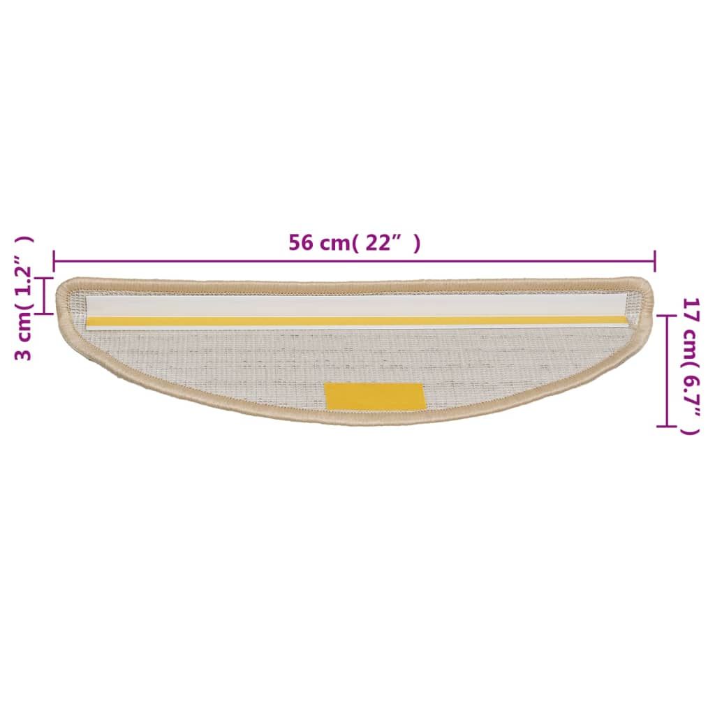 Stufenmatten 15 Stk. 56x17x3 cm Creme Halbrund