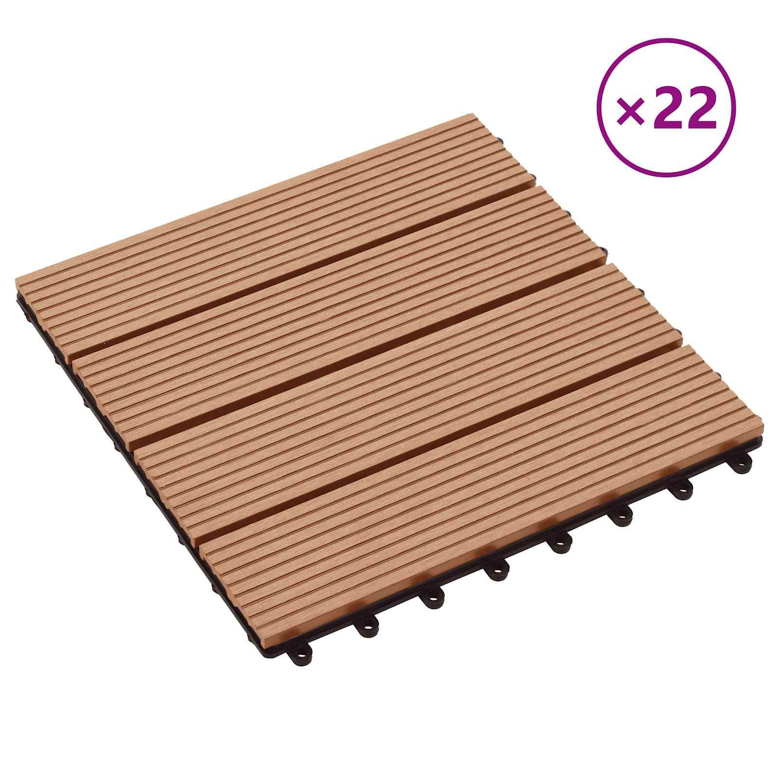 Terrassenfliese 22 stk. Teak 30 x 30 cm WPC
