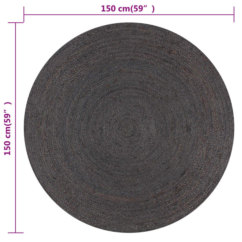 Teppich Handgefertigt Jute Rund 150 cm Dunkelgrau