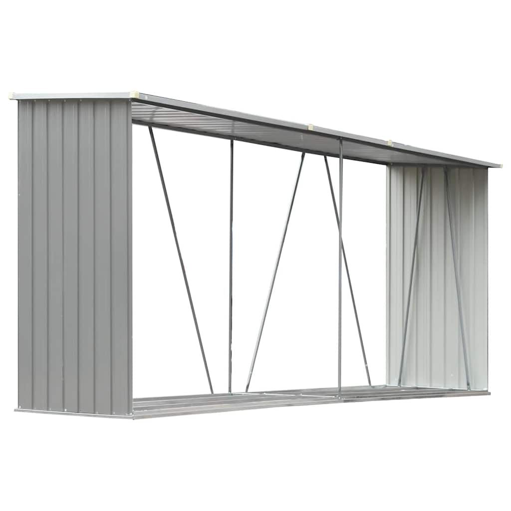 Brennholzlager aus verzinktem Stahl 330x84x152 cm Grau