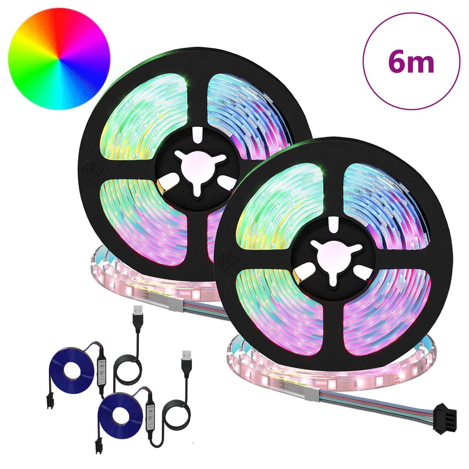 LED-Streifen 2 stk. Schwarz und Transparent