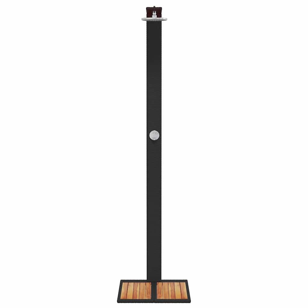 Gartendusche Schwarz 50x55x224 cm Poly Rattan und Akazienholz