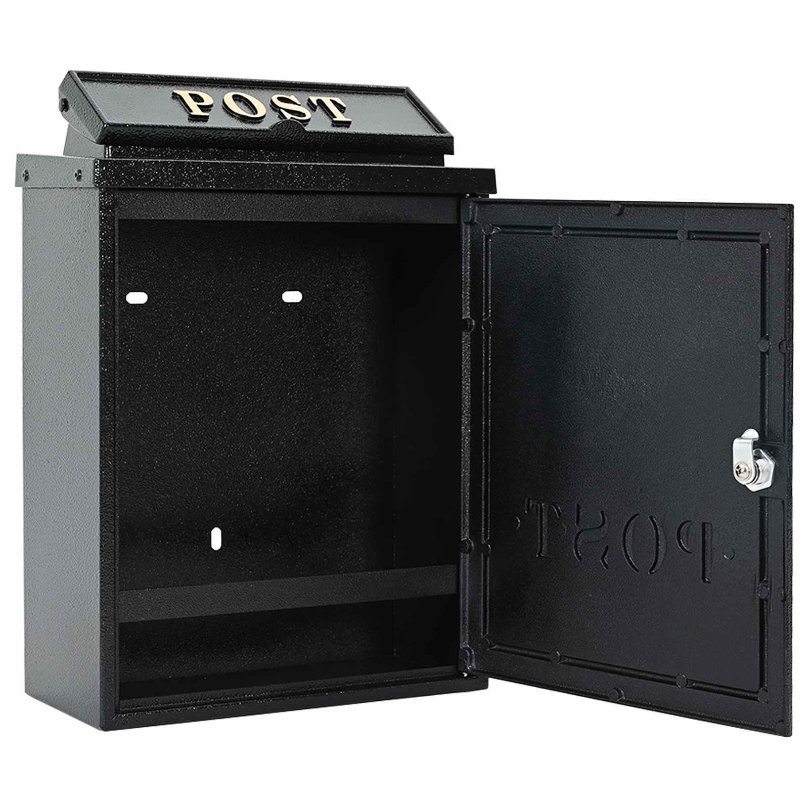 Wandmontierter Briefkasten mit Speicher Schwarz 29 x 13 x 41 cm