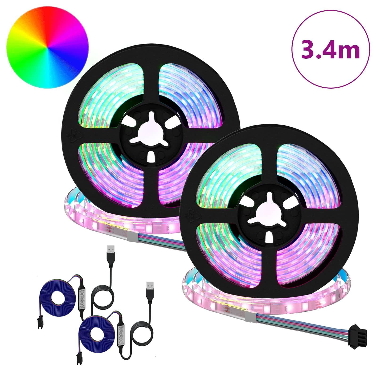 LED-Streifen 2 stk. Schwarz und Transparent