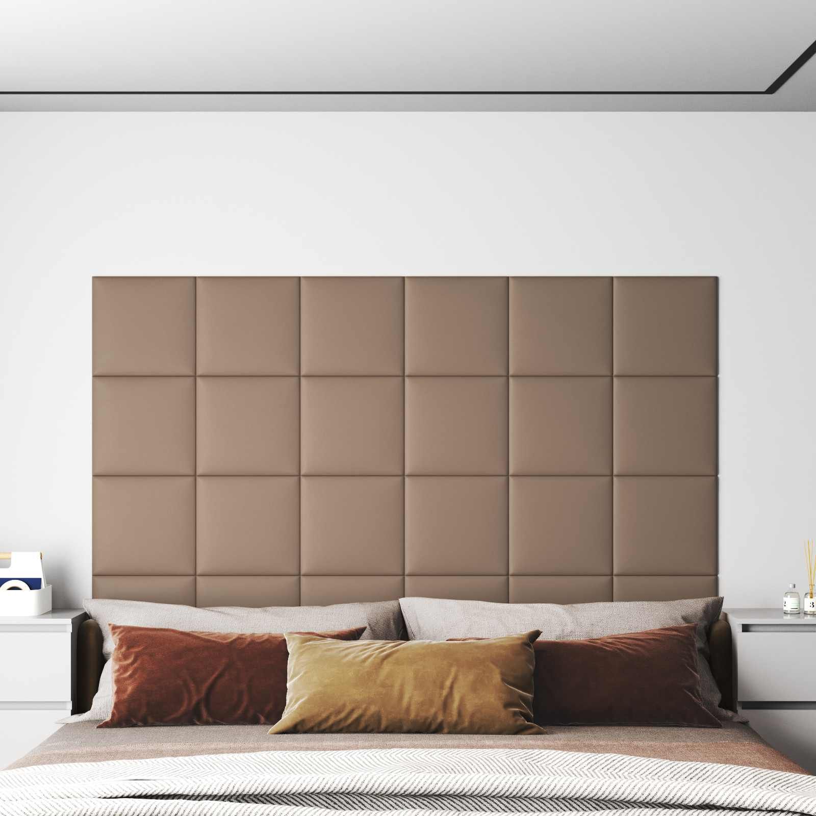 Wandkopfteilen 12 pcs Cappuccino 30 x 30 cm Stoff