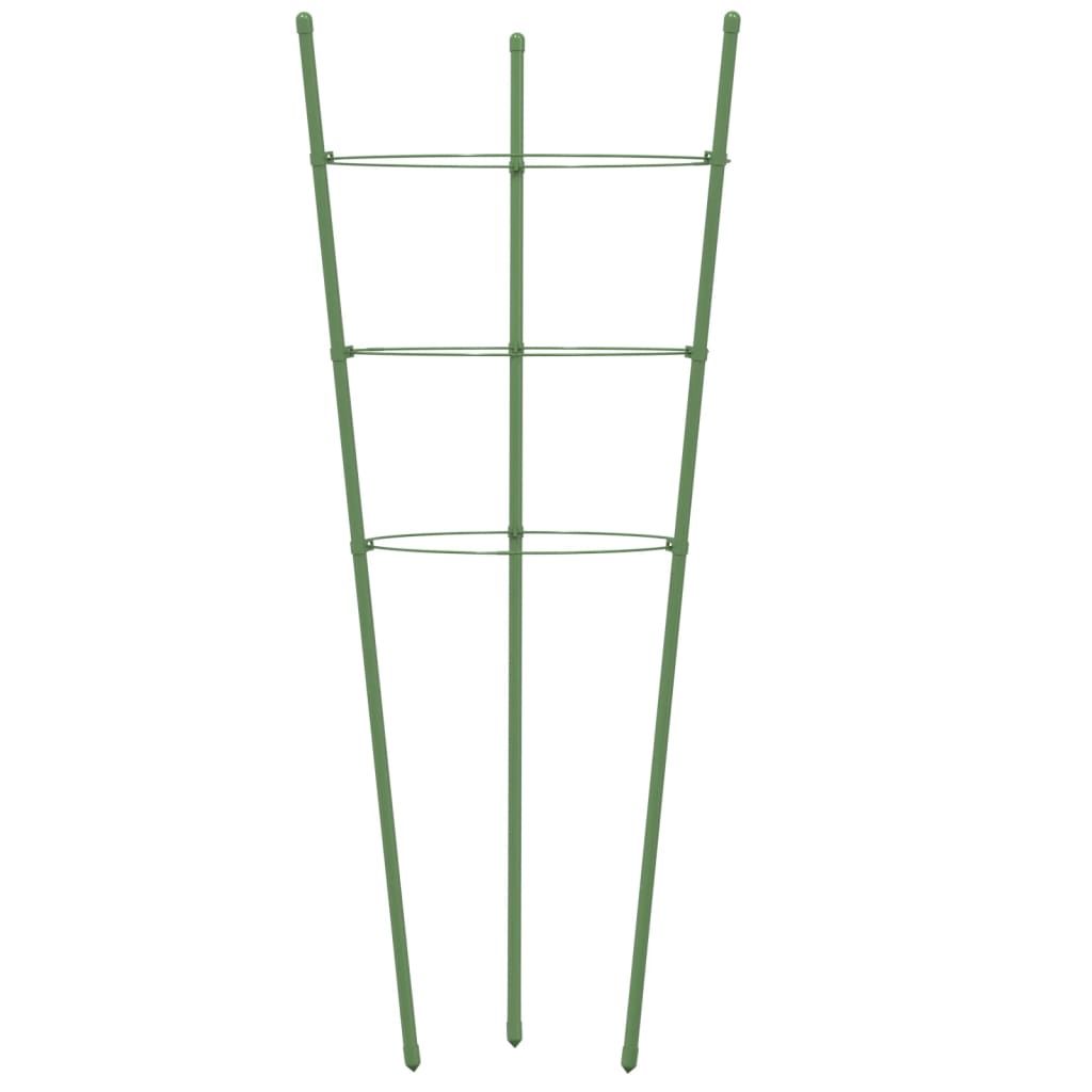 Pflanzenstützen mit 3 Ringen 5 Stk. Grün 60 cm Stahl