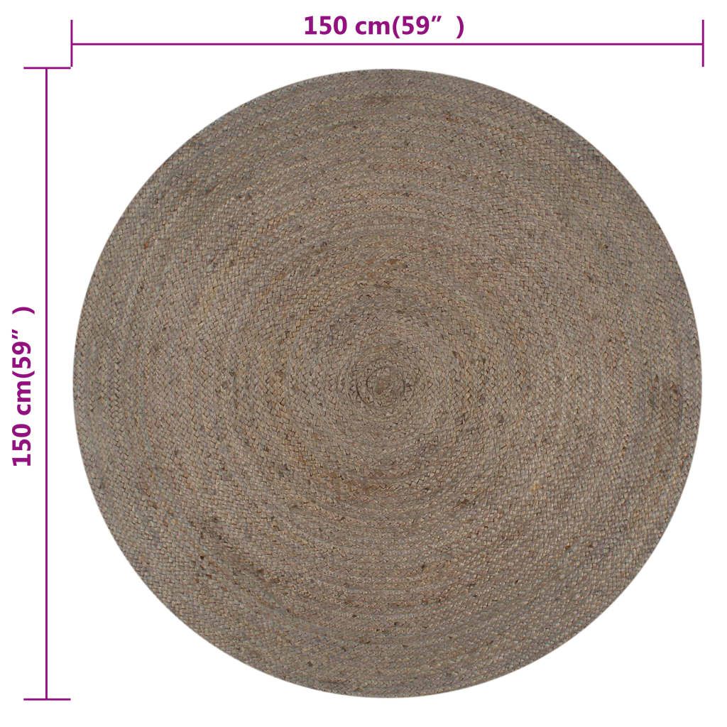 Teppich Handgefertigt Jute Rund 150 cm Grau