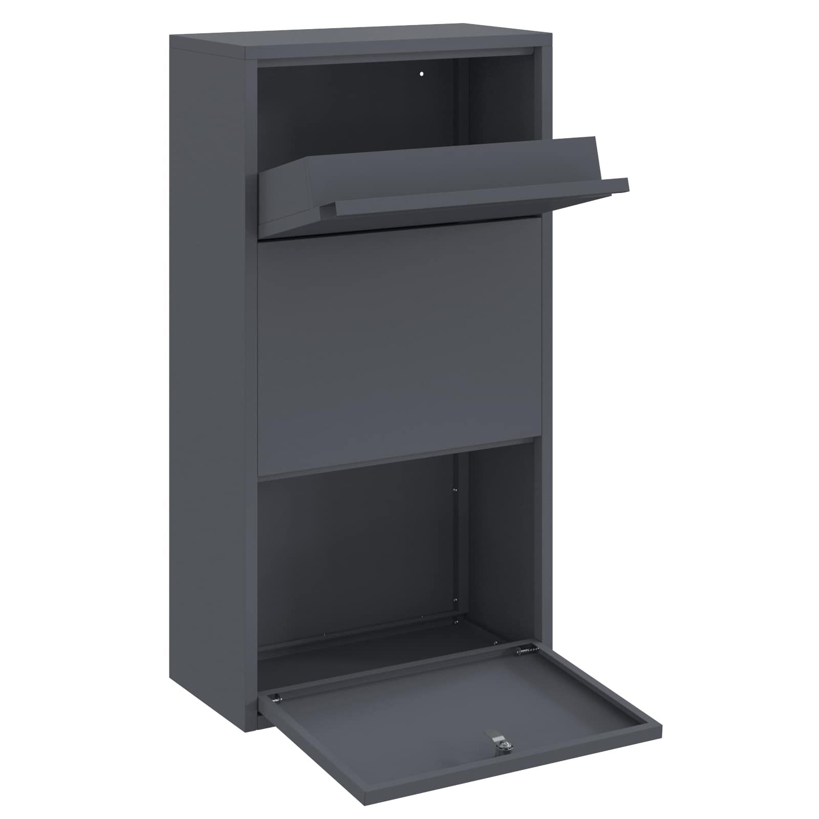 Paketdrop-Box mit Speicher Anthrazit 44 x 22 x 82 cm Stahl