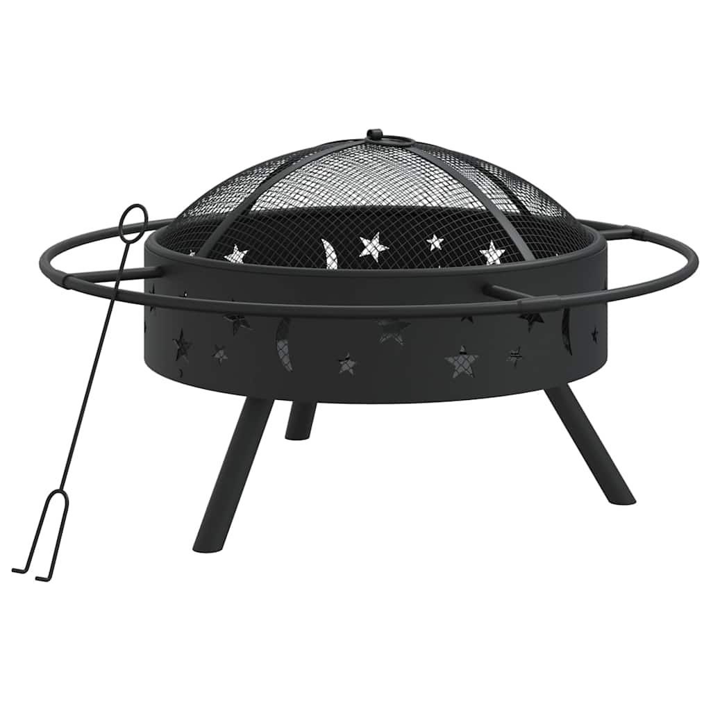 Feuerschale mit Schürhaken 70 cm XXL Stahl