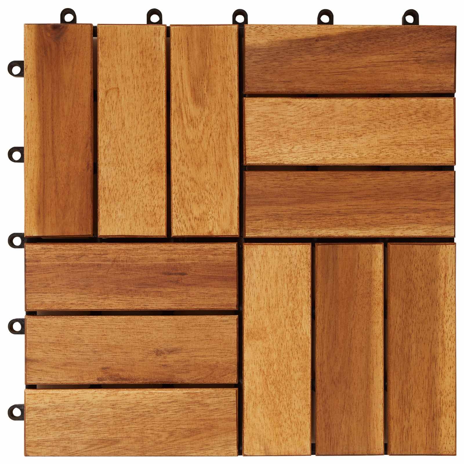 Terrassenfliese 30 pcs Braun 30 x 30 cm Akazien-Hartholz