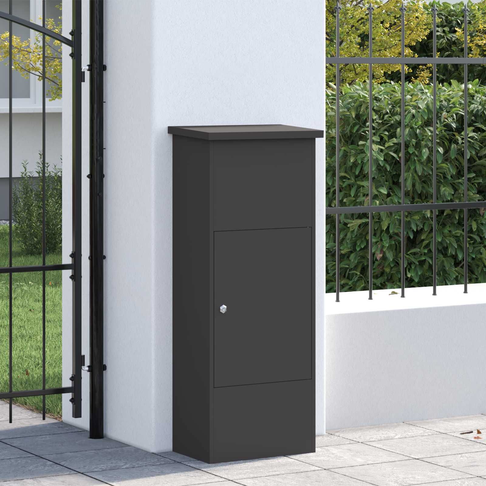 Paketdrop-Box mit Speicher Schwarz 44,5 x 29 x 110,5 cm Stahl