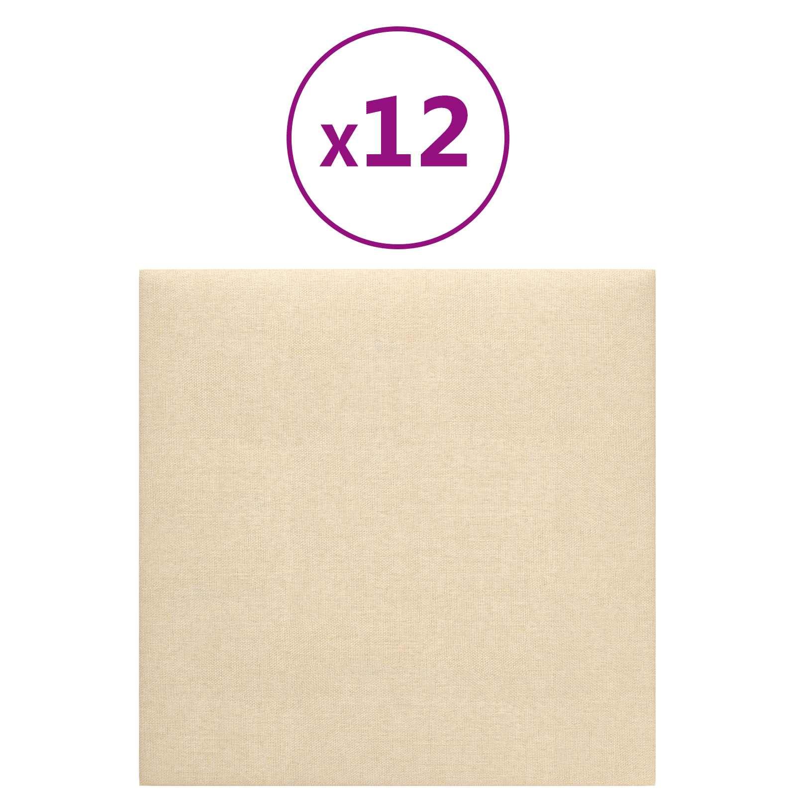 Wandkopfteilen 12 pcs Creme 30 x 30 cm Stoff