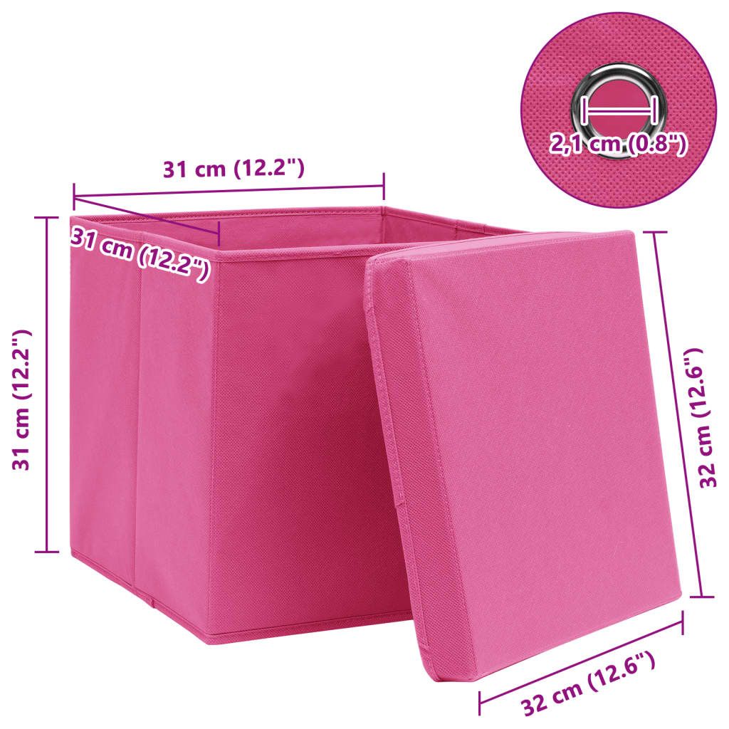 Aufbewahrungsboxen mit Deckeln 4 Stk. Rosa 32x32x32 cm Stoff