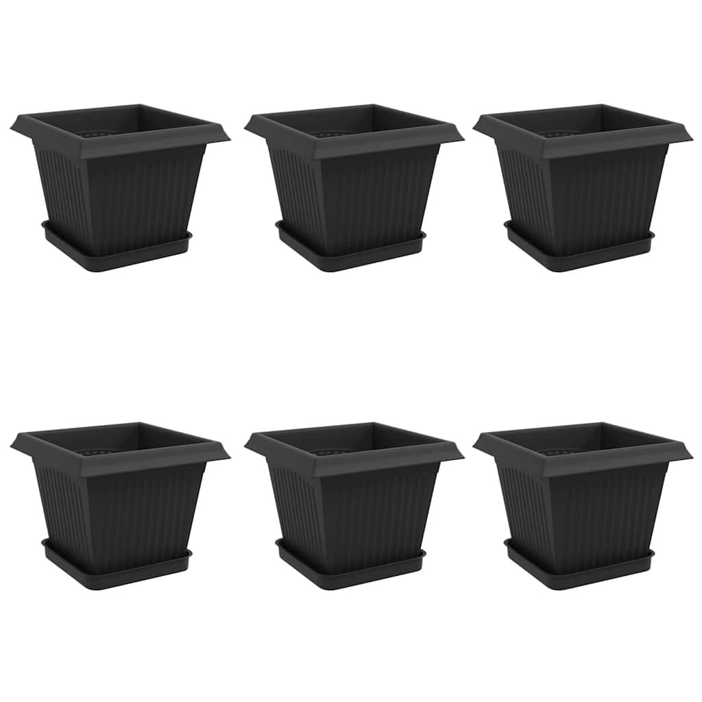 Blumentöpfe 6 stk. Schwarz Kunststoff