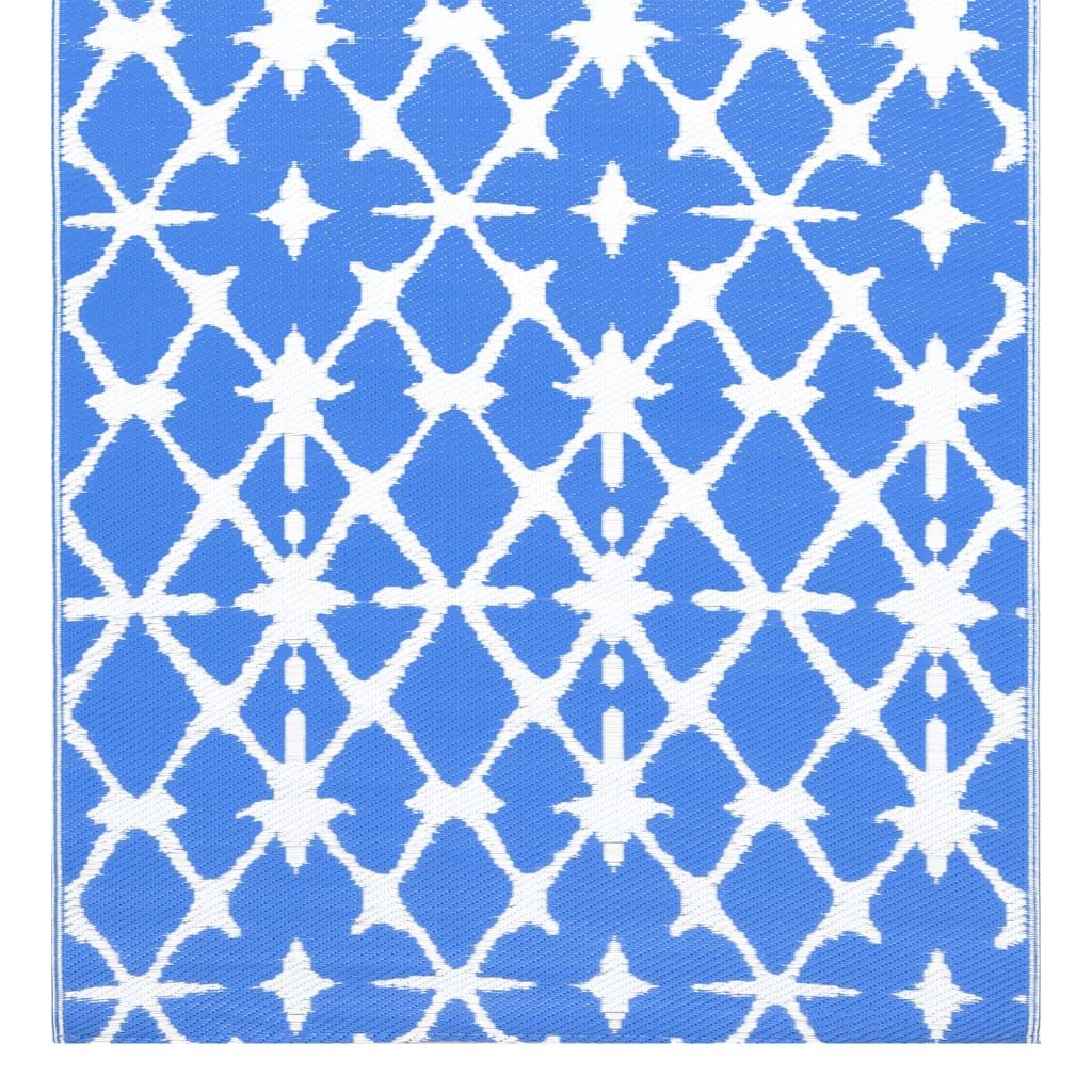 Outdoor-Teppich ARAKIL Weiß und Blau 190x290 cm PP