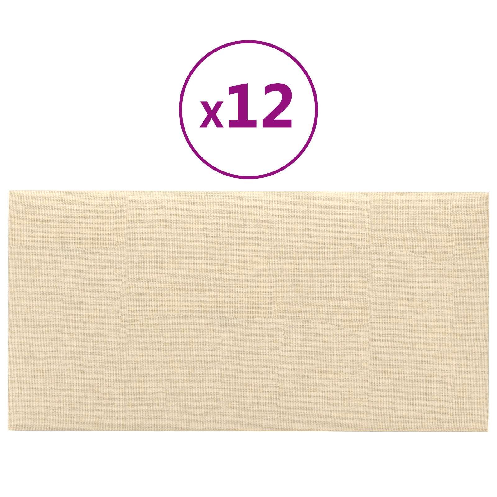 Wandkopfteilen 12 pcs Creme 30 x 15 cm Stoff