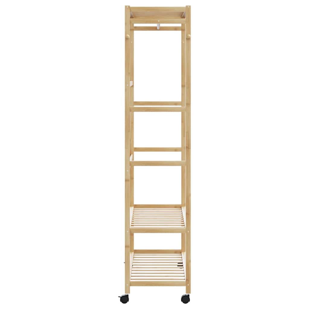 Kleiderständer mit Ablagen und Rollen 110x40x180 cm Bambus