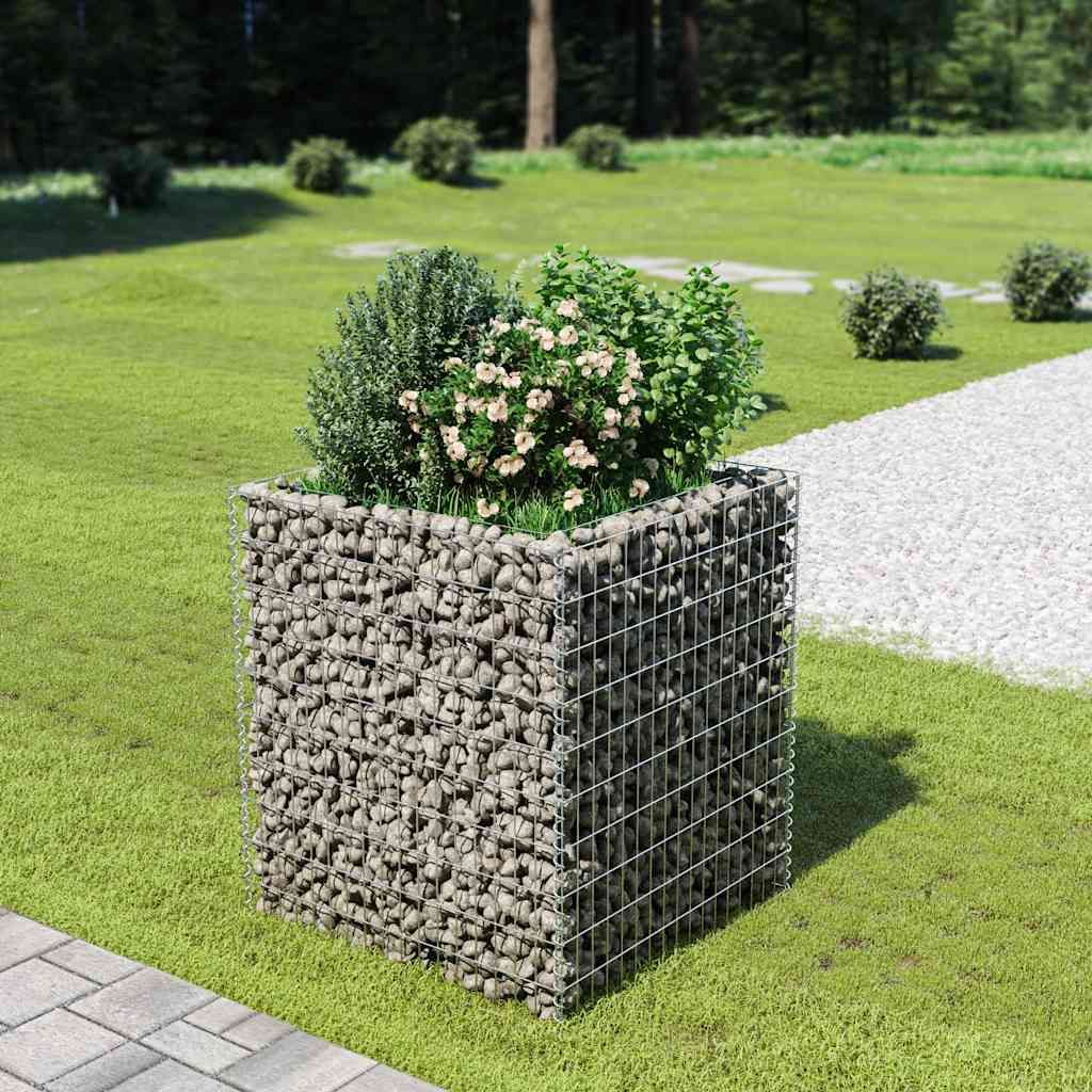 Gabionen-Hochbeet Verzinkter Stahl 90×90×100 cm