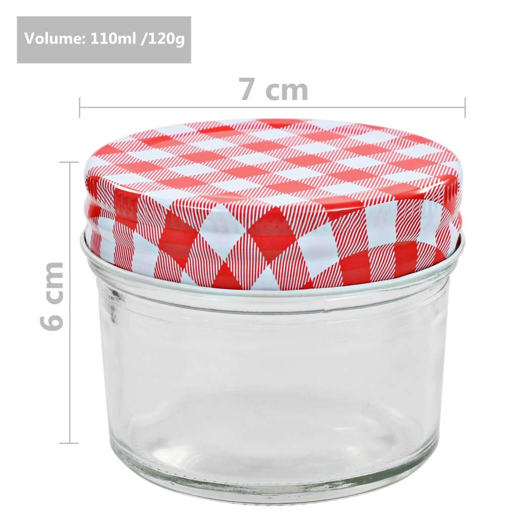Marmeladengläser mit Weißen/Roten Deckeln 96 Stk. 110 ml