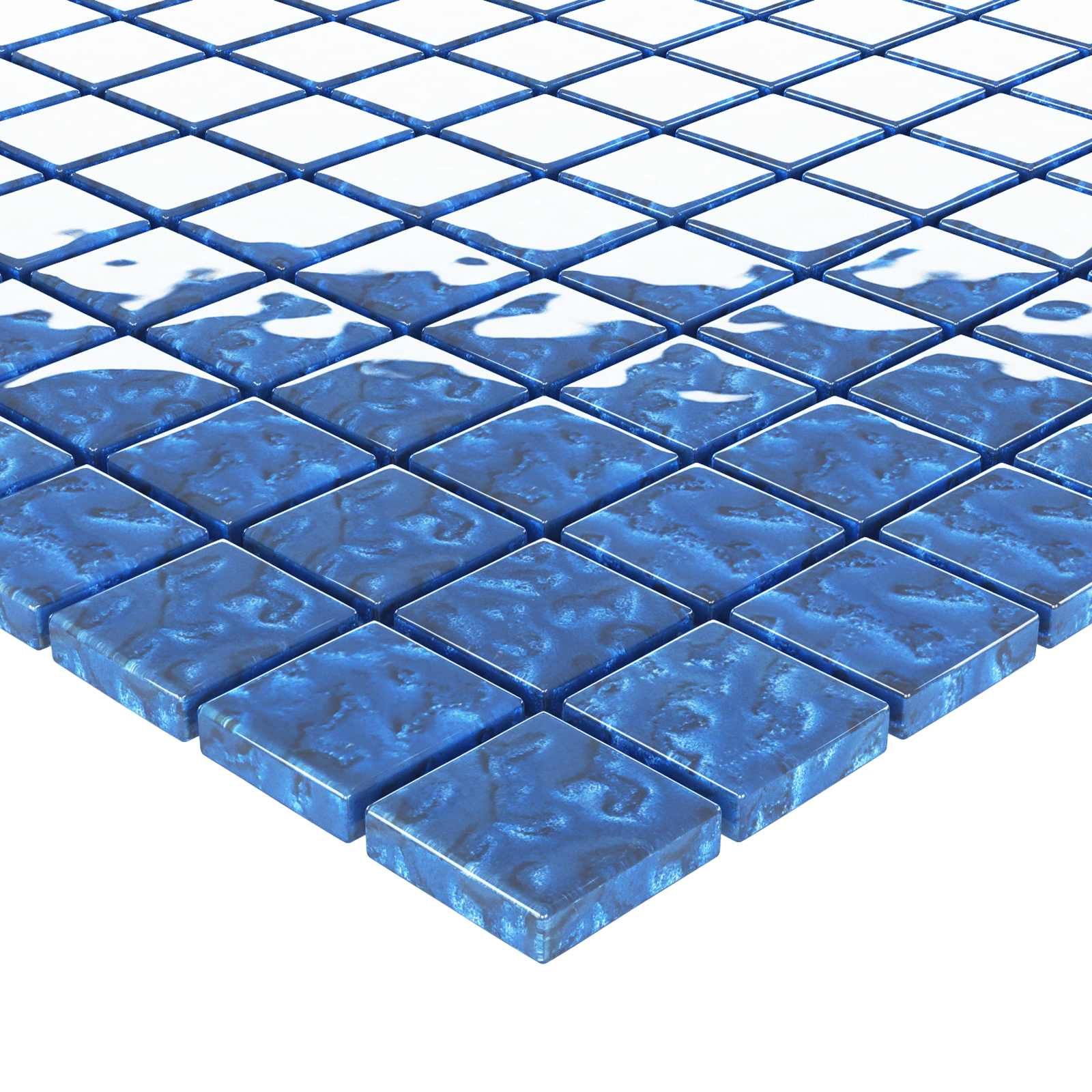 Mosaikfliese 11 pcs Blau 50 x 50 cm Glas