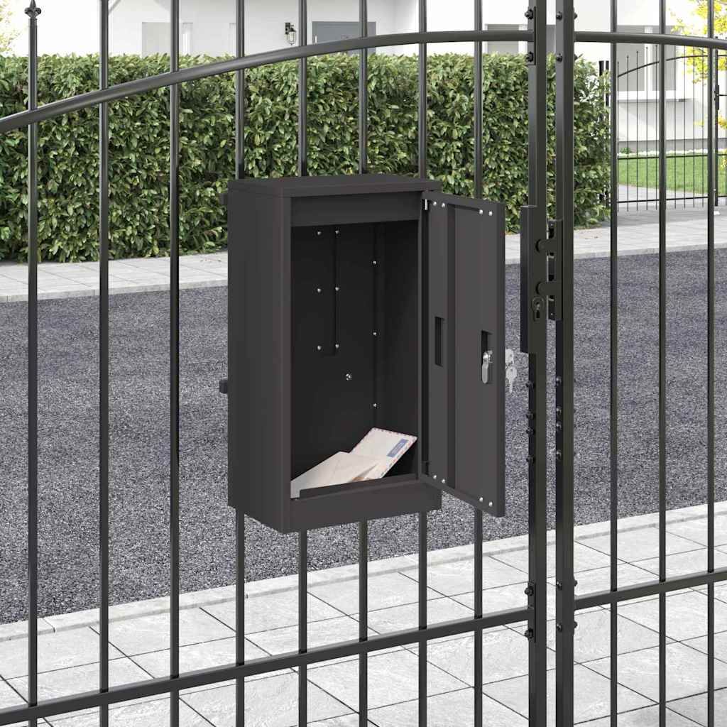 Briefkasten mit Speicher mit Tür Schwarz 30 x 20 x 55 cm Stahl