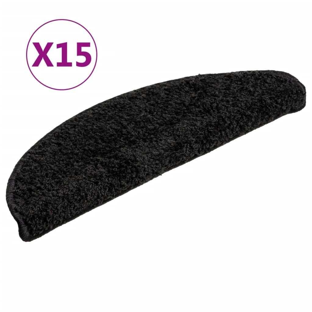 Stufenmatten 15 Stk. 56x17x3 cm Schwarz Halbrund