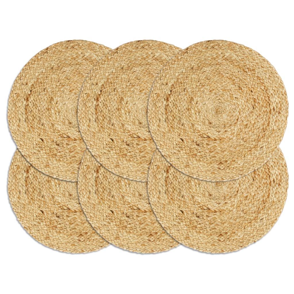 Tischsets 6 Stk. Natur 38 cm Rund Jute