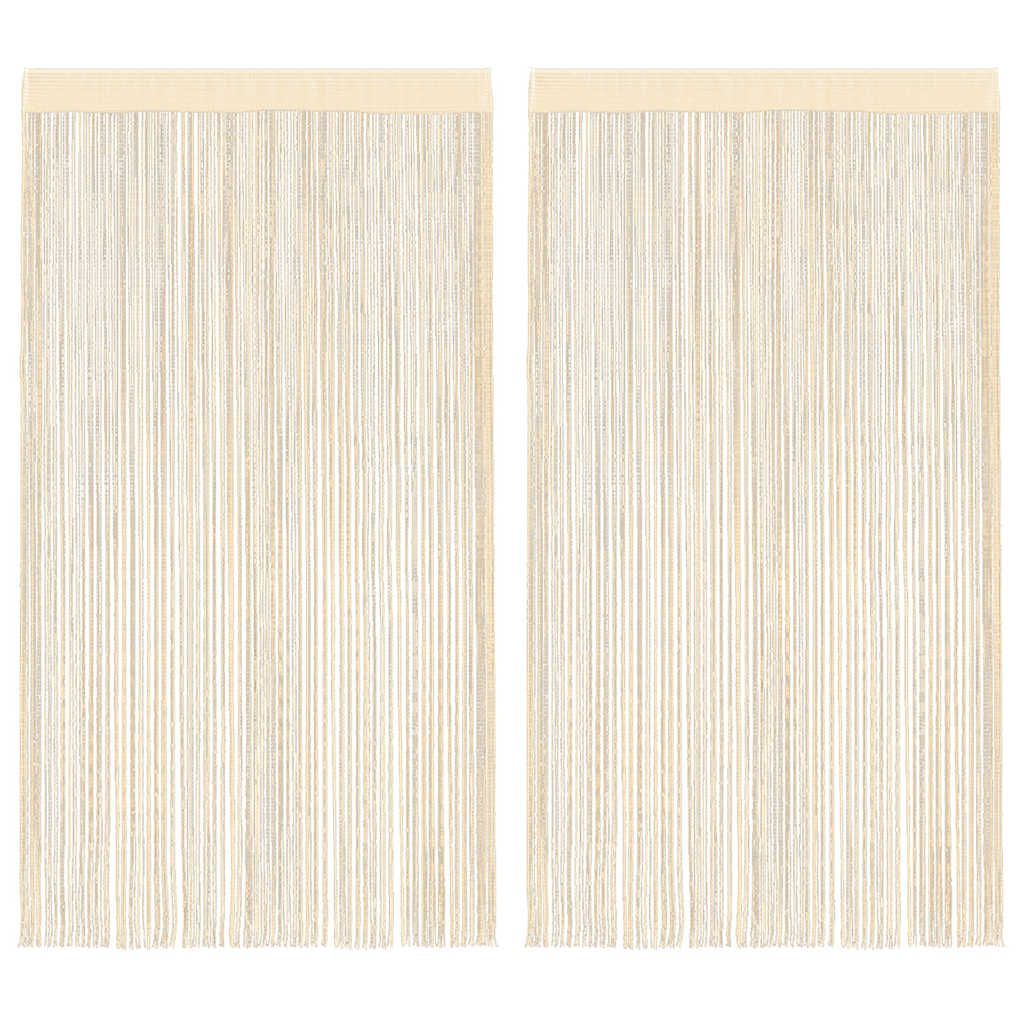 Fadenvorhänge 2 Stk. 100 x 250 cm Cremefarben