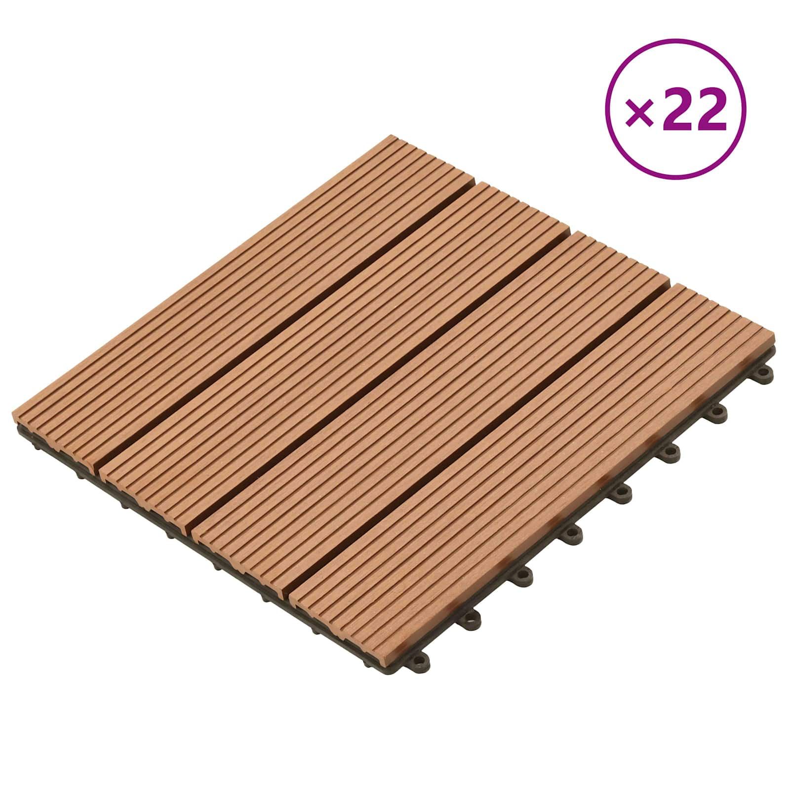 Terrassenfliese 22 stk. Braun 30 x 30 cm WPC
