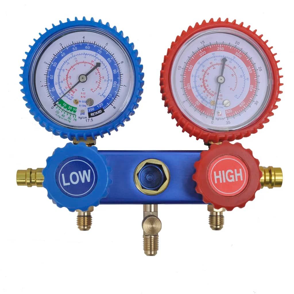 Vakuumpumpe Einstufig mit 2-Wege-Verteiler-Manometer Set