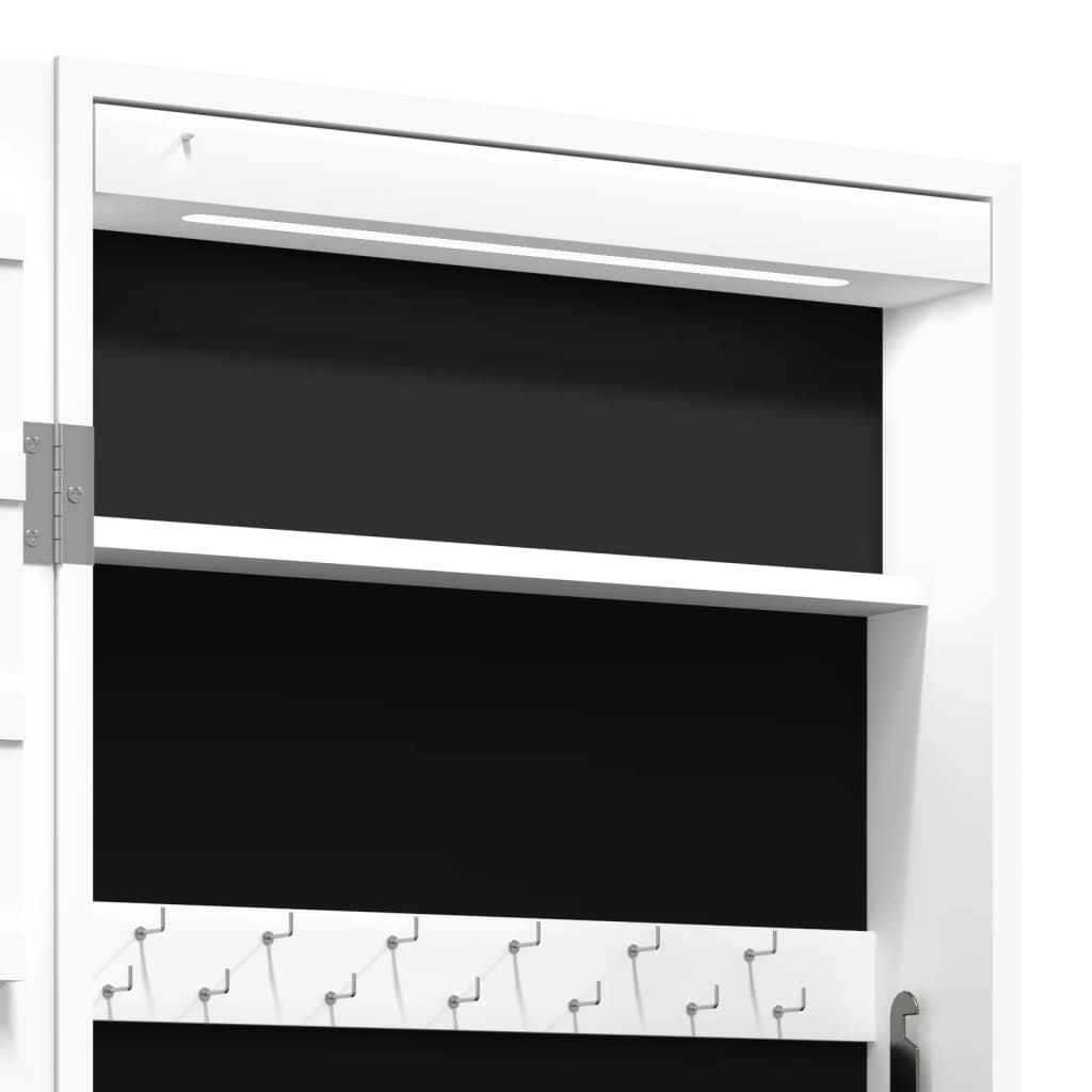 Spiegel-Schmuckschrank mit LED-Beleuchtung Wandmontage Weiß