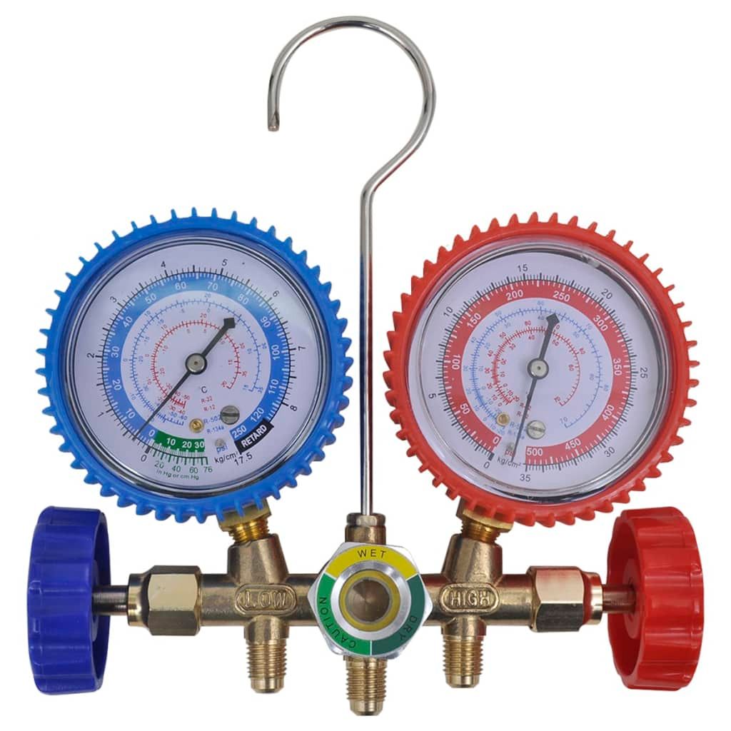 Vakuumpumpe Einstufig mit 2-Wege-Verteiler-Manometer Set