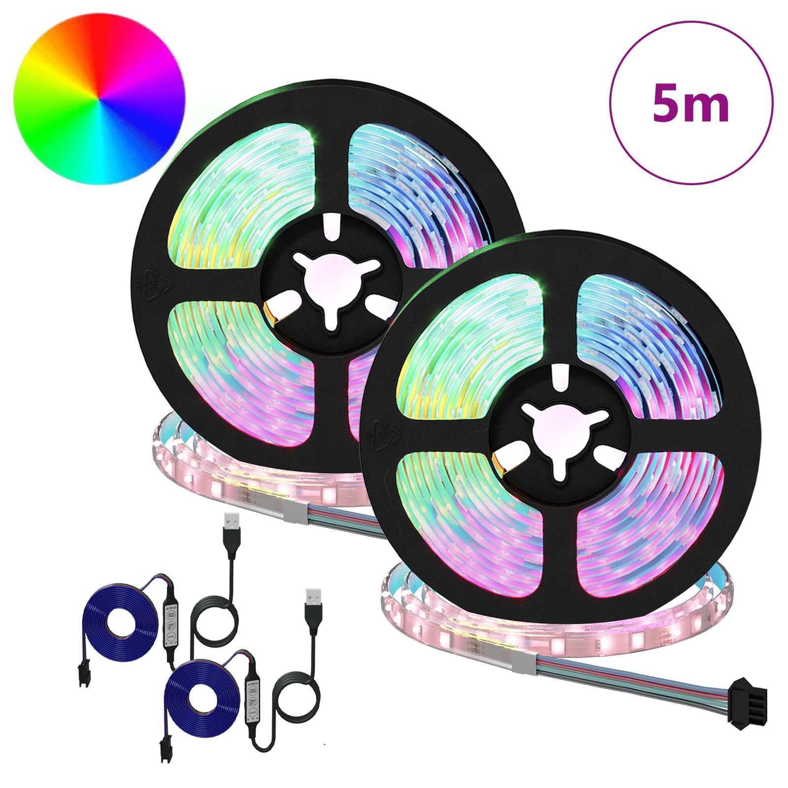 LED-Streifen 2 stk. Schwarz und Transparent