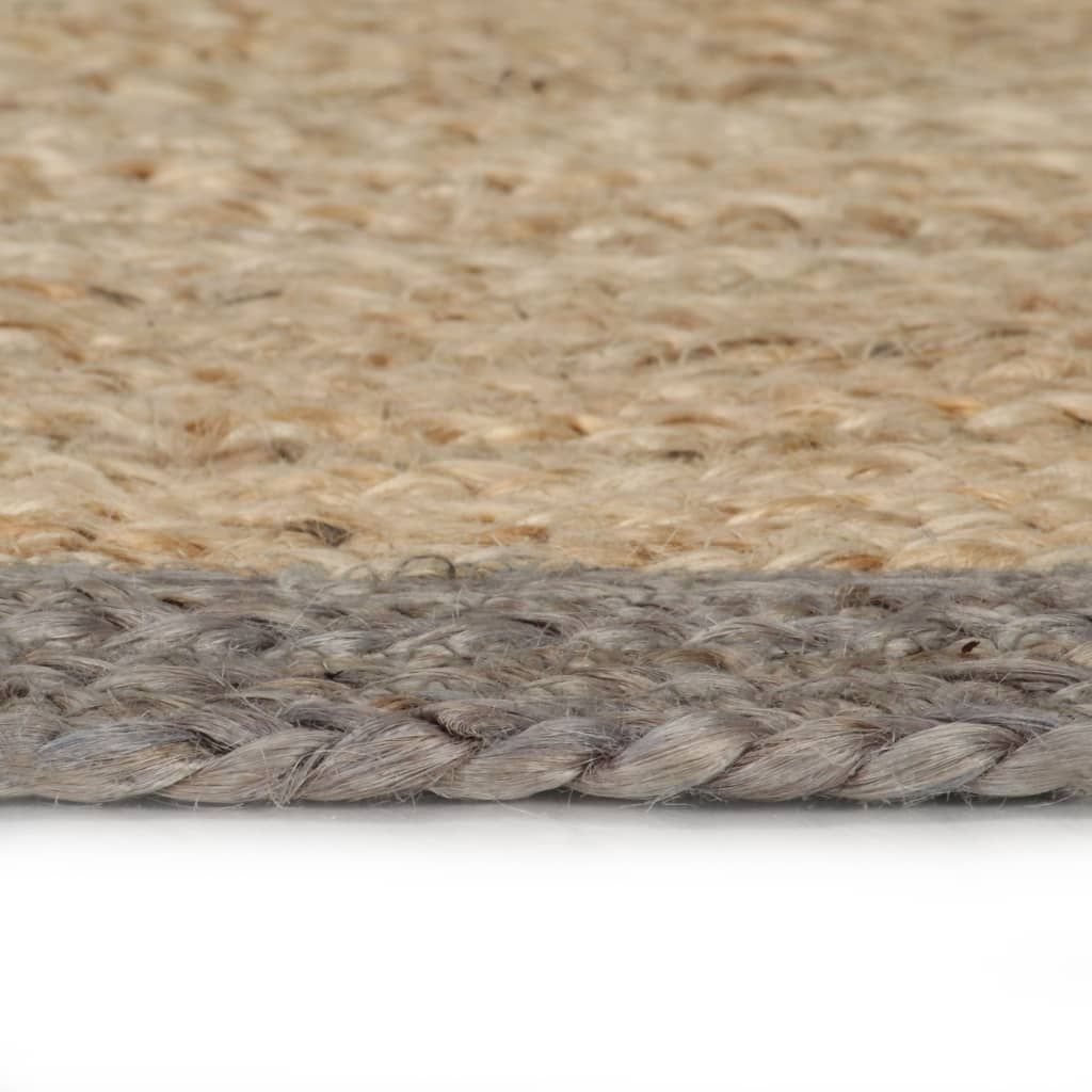 Teppich Handgefertigt Jute mit Grauem Rand 120 cm