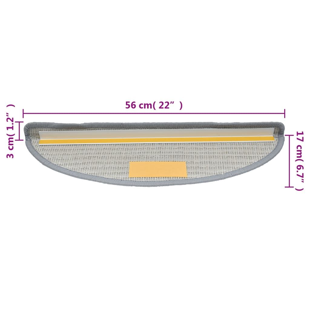 Stufenmatten 15 Stk. 56x17x3 cm Grau Halbrund