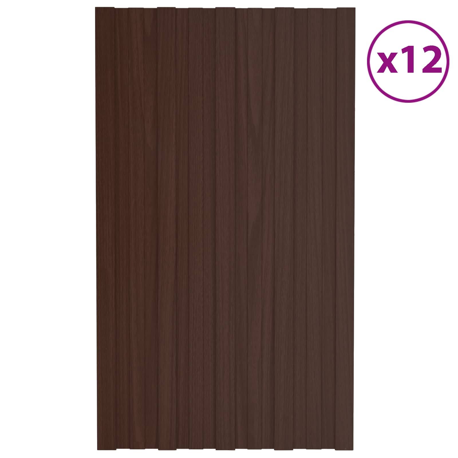 Dachpaneel 12 pcs Braun 80 x 45 cm Verzinkter Stahl