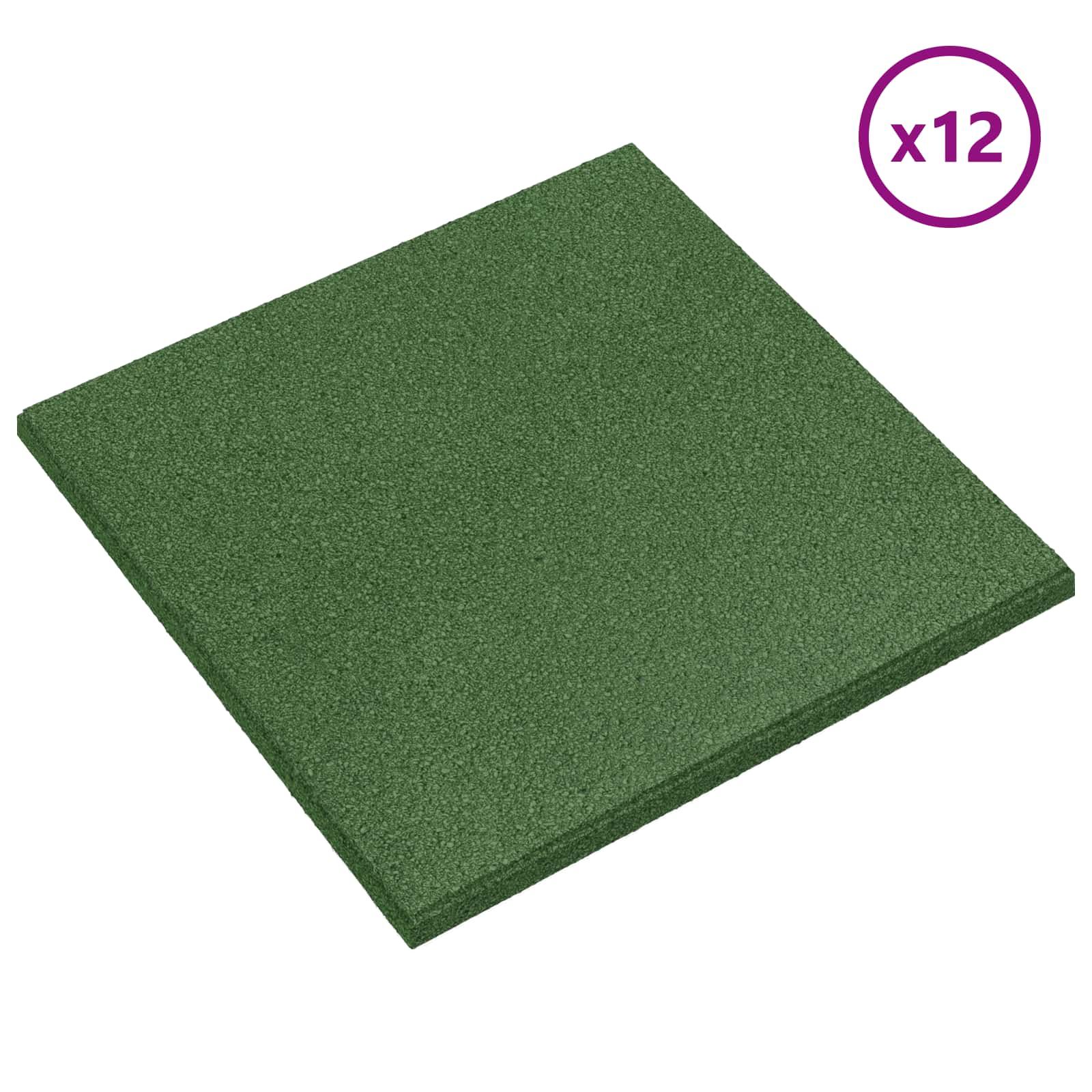 Sturzschutzfliesen 12 pcs Grün 50 x 50 cm Gummi