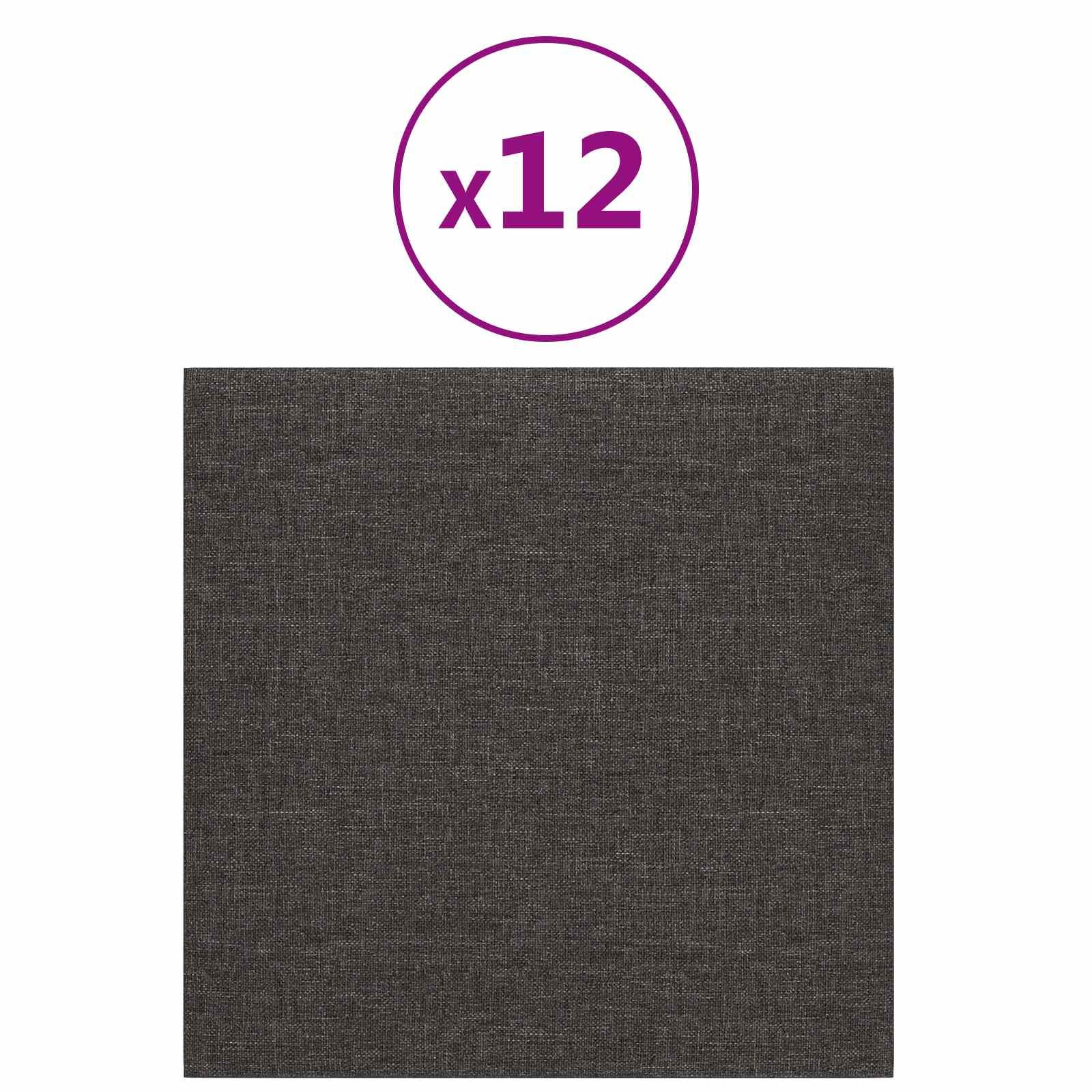 Wandkopfteilen 12 pcs Dunkelgrau 30 x 30 cm Stoff