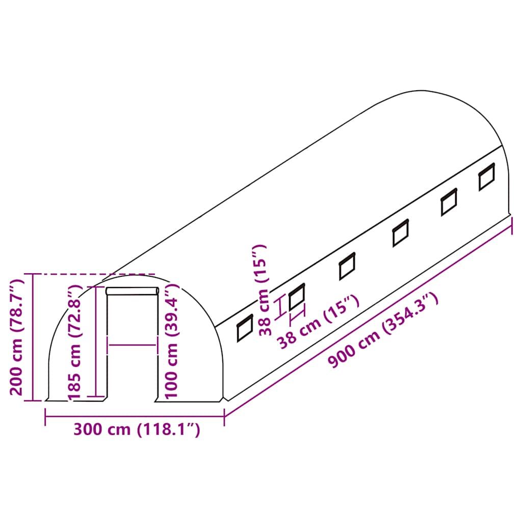 Ersatzabdeckung für Gewächshaus (27 m²) 300x900x200 cm Grün