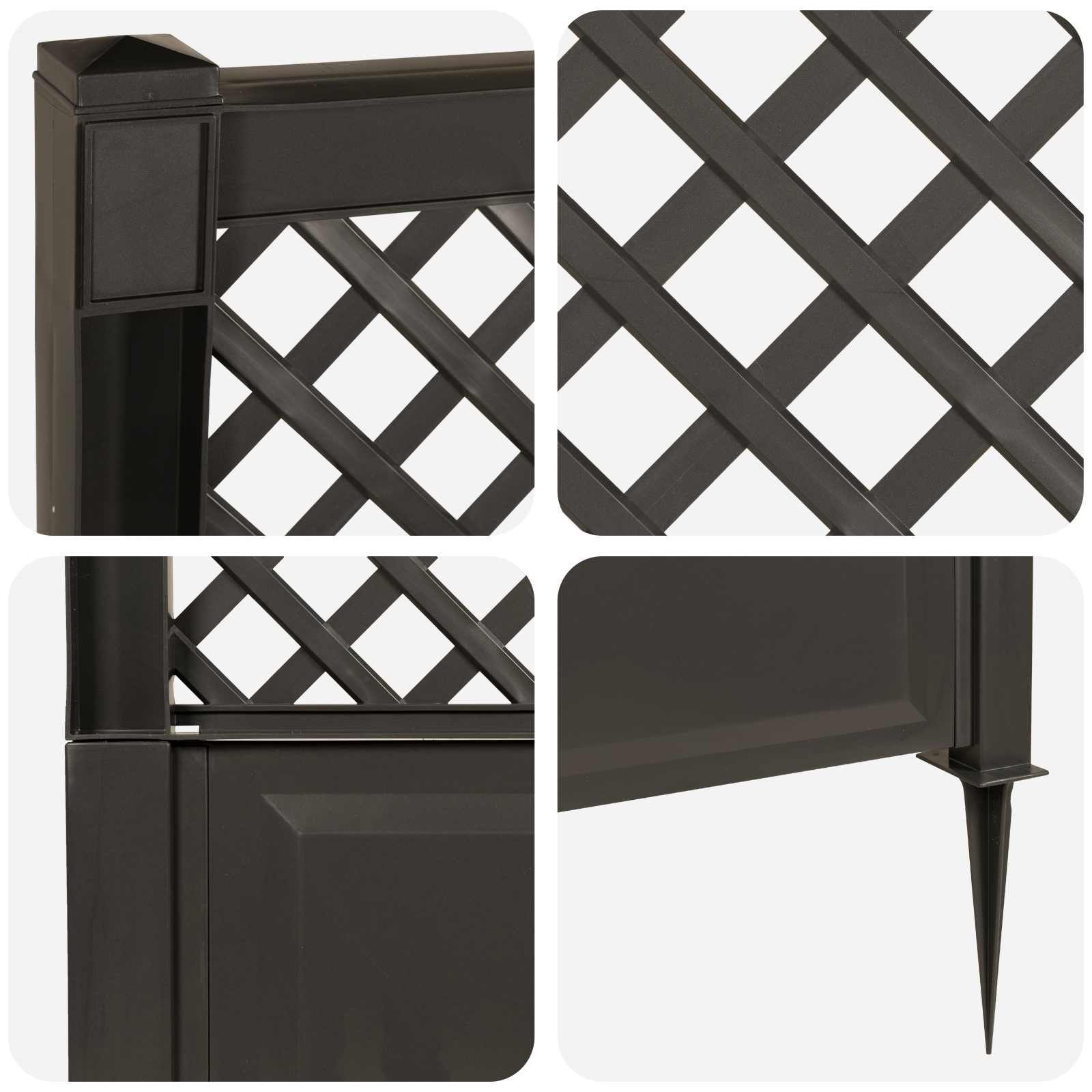 Trellis mit Spike Anthrazit 43 x 6 x 165 cm PP