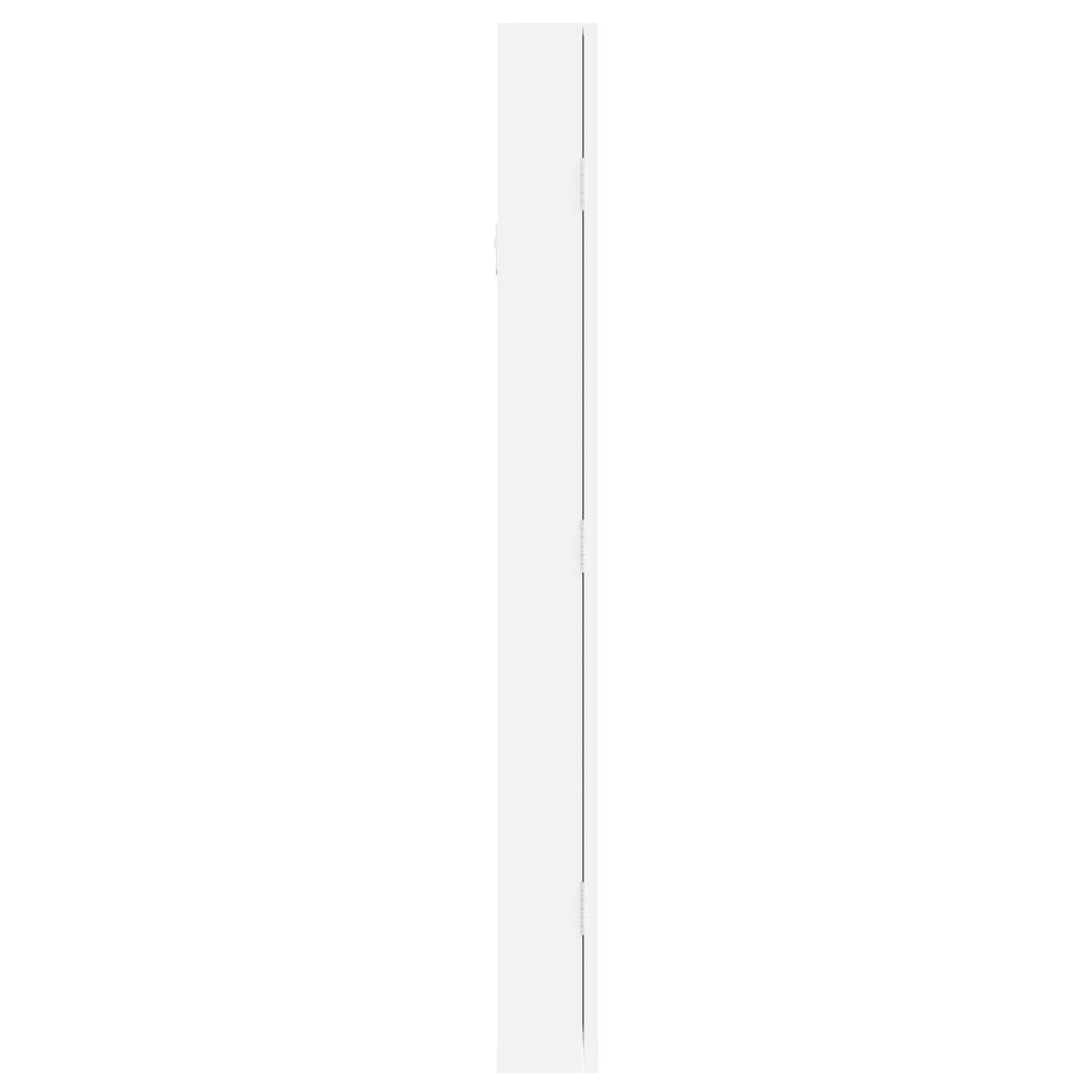 Schmuckschrank mit Spiegel Wandmontage Weiß 30x8,5x90 cm
