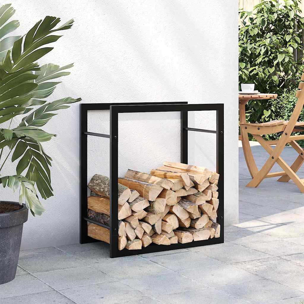 Brennholzregal Mattschwarz 50x28x56 cm Stahl