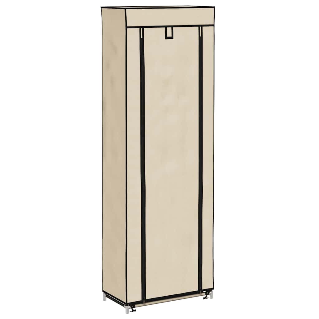 Schuhschrank mit Abdeckung Cremeweiß 57 x 29 x 162 cm Stoff