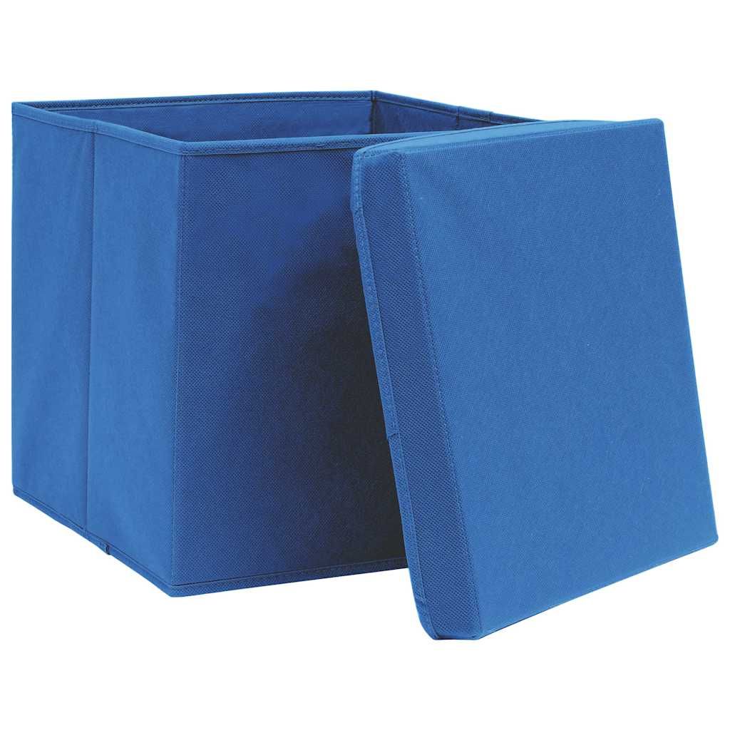 Aufbewahrungsboxen mit Deckeln 4 Stk. Blau 32x32x32 cm Stoff