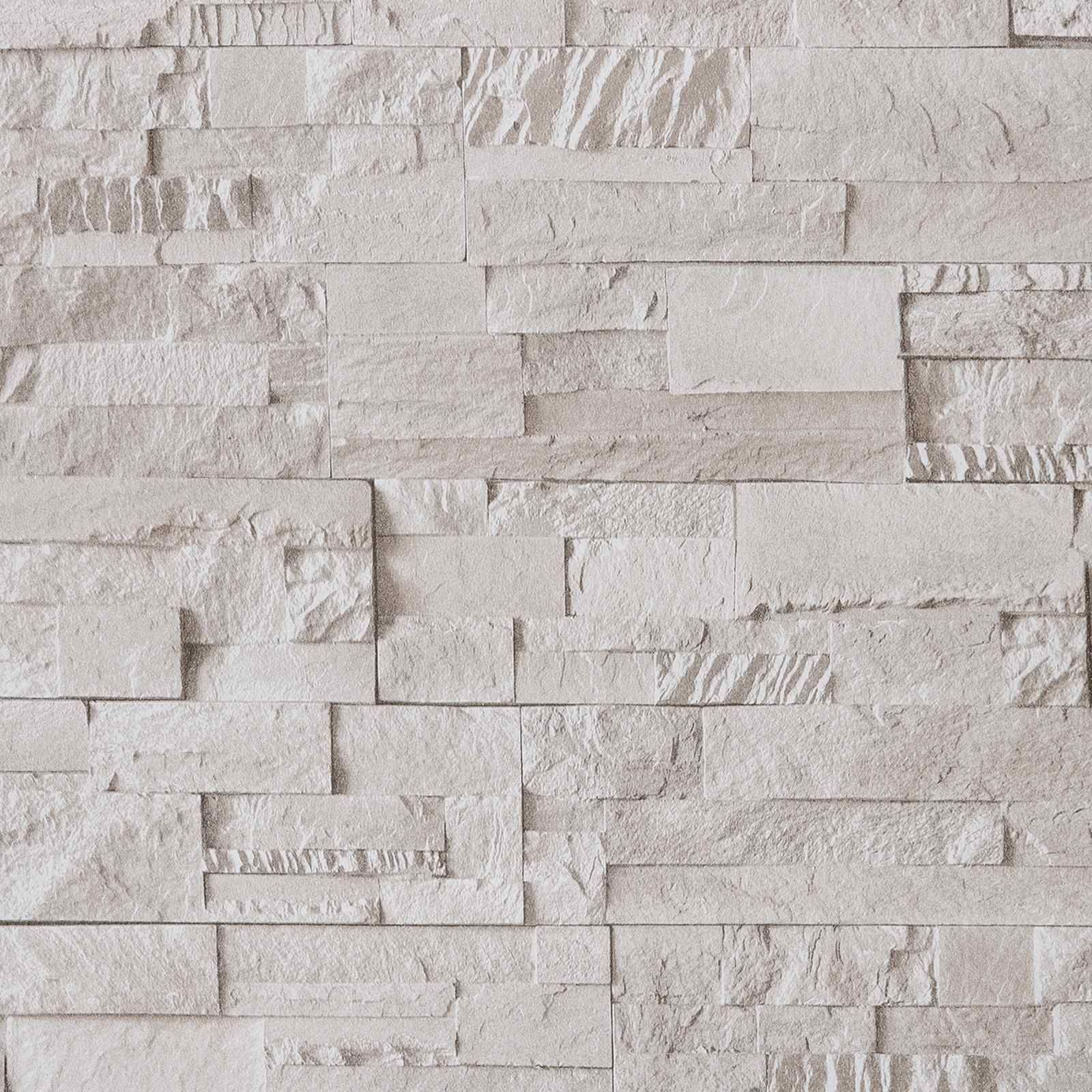 3D Stein Tapete Creme 10 x 0,53 m Vliesstoff