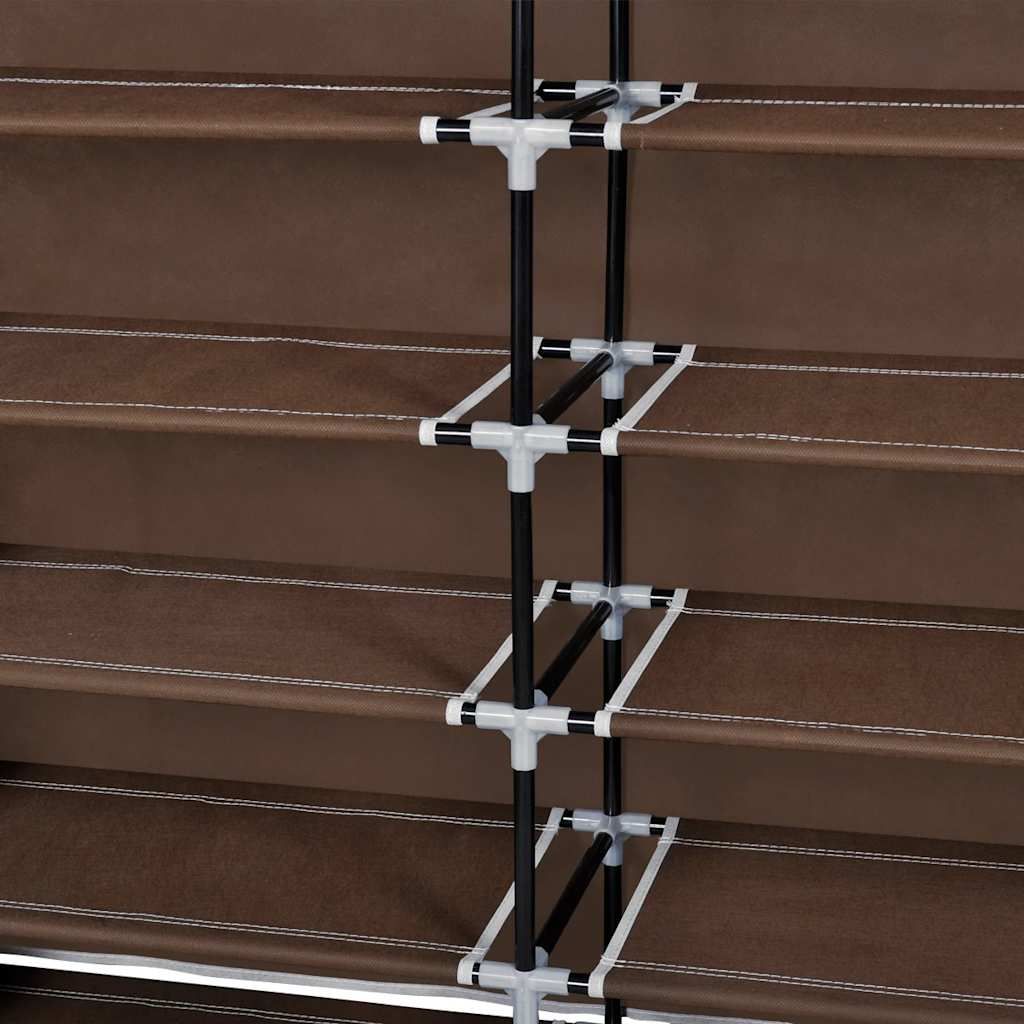 Stoff Schuhschrank mit Abdeckung 115 x 28 x 110 cm Braun