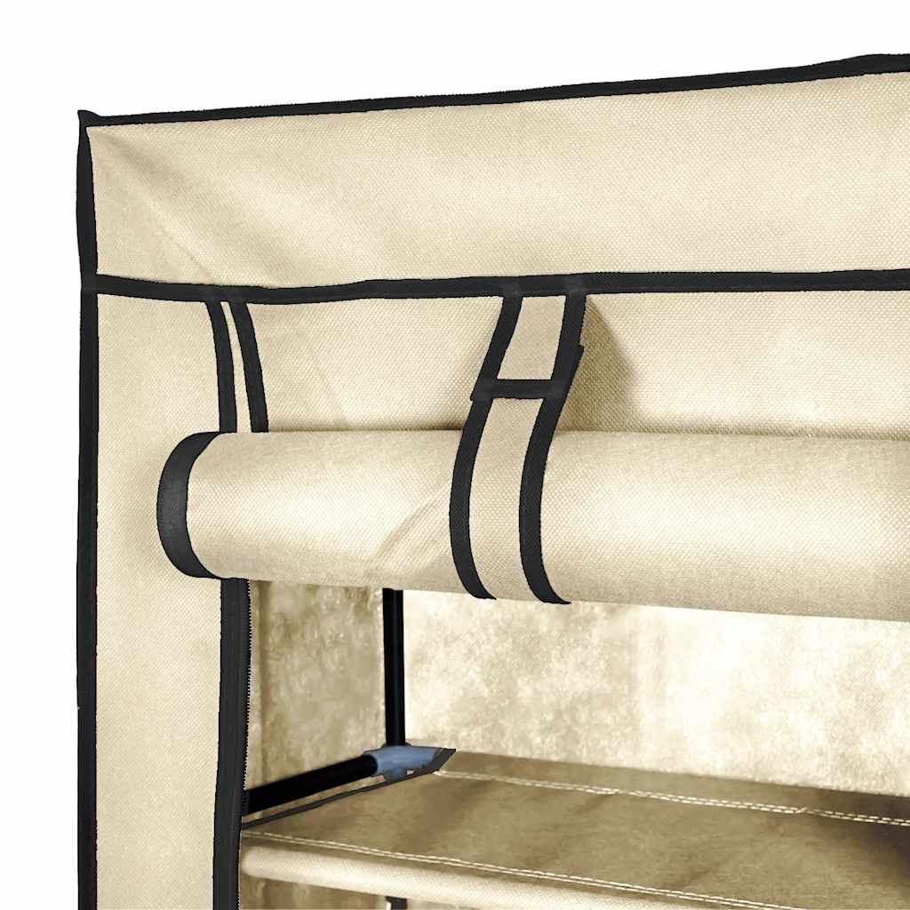 Schuhschrank mit Abdeckung Cremeweiß 57 x 29 x 162 cm Stoff
